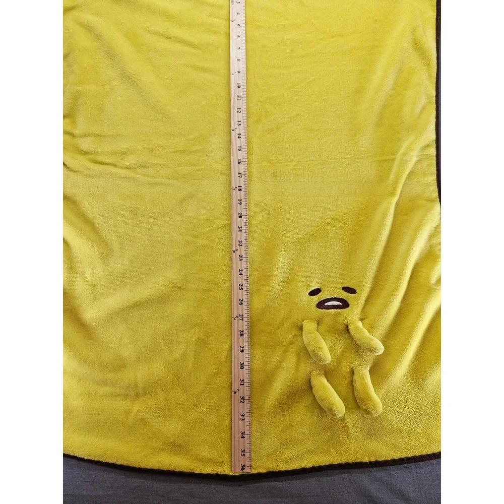 Sanrio Gudetama The Lazy Egg Yellow Plush Fleece Throw Blanket with 3D Character